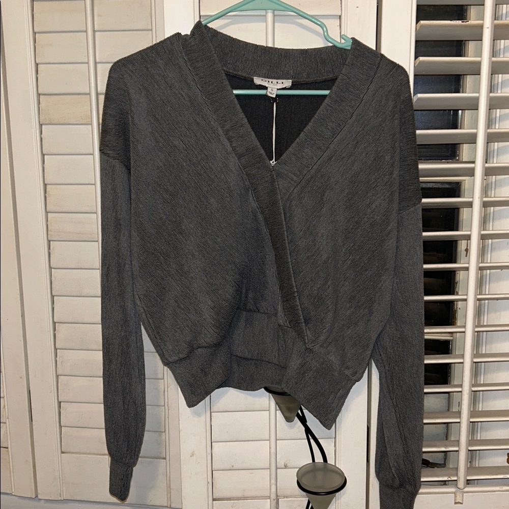 Gilli Charcoal V-Neck Sweater - Picture 6 of 7